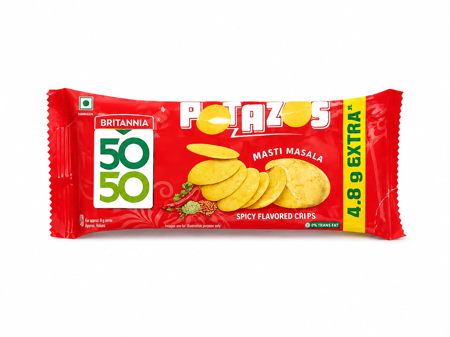 Britannia 5050 Potazos Masti Masala Spicy  (Pack of 10)