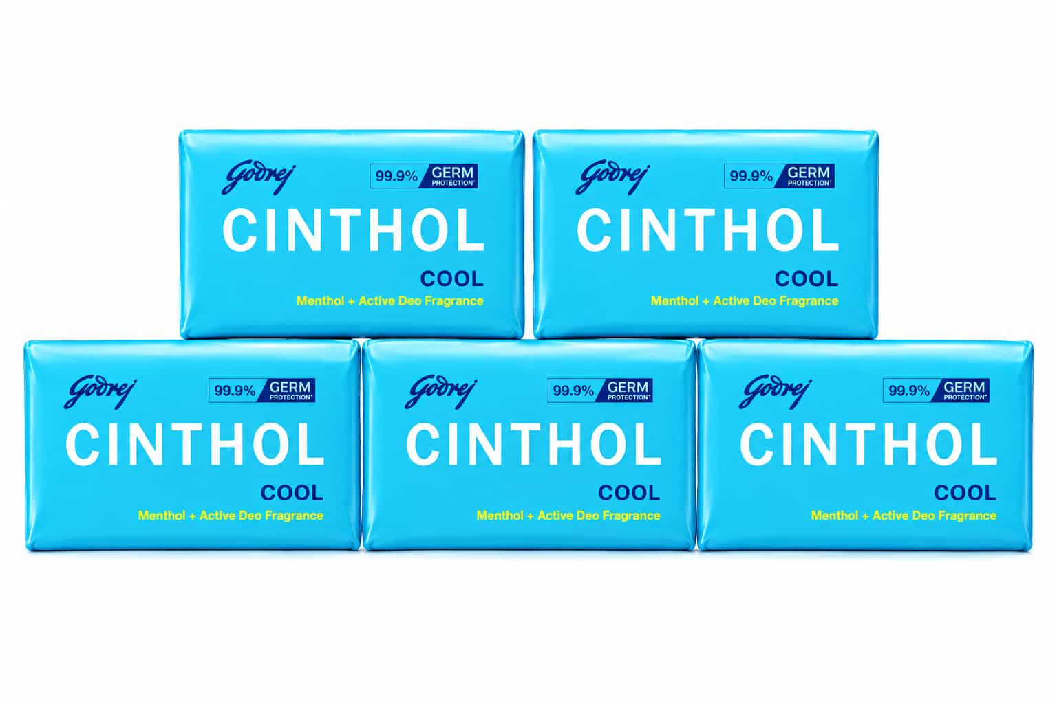 Cinthol Cool Bath Soap, Menthol + Active Deo Fragrance (pack of 5)