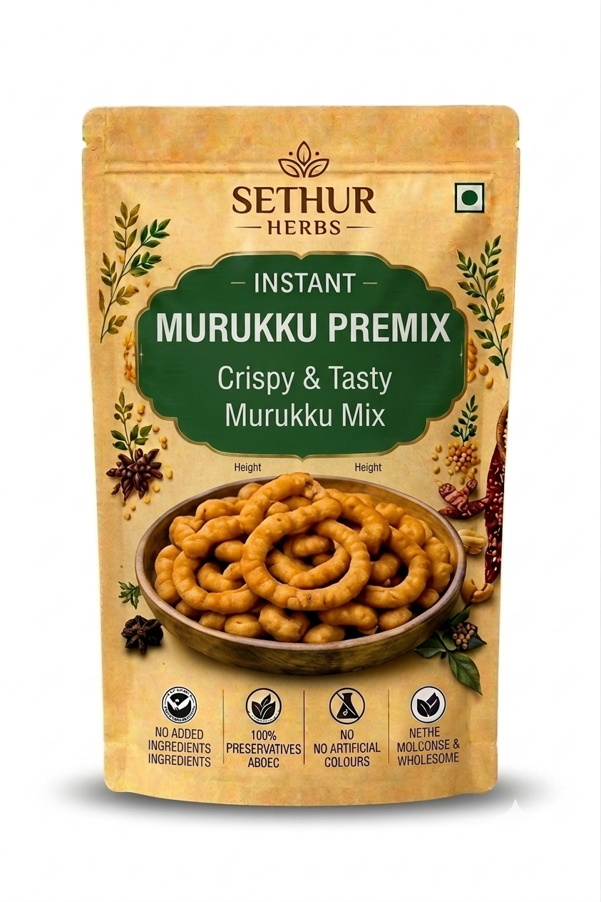 Sethur Herbs Instant Murukku Premix – Crispy & Tasty Traditional Murukku Mix